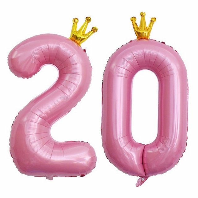 Globos JinminTrade con el número 20, rosas, 40 cm, 20 cumpleaños, niñas