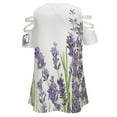 thumbnail image 5 of Lavender Flowers on White Background Womens Summer V Neck Zipper Top Short Sleeve T Shirt Off Shoulder Top Casual Classy Loose Shirts, 5 of 7