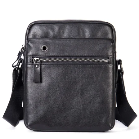 Mens Black Leather Crossbody Bag Small Shoulder Messenger Bag Cowhide Travel