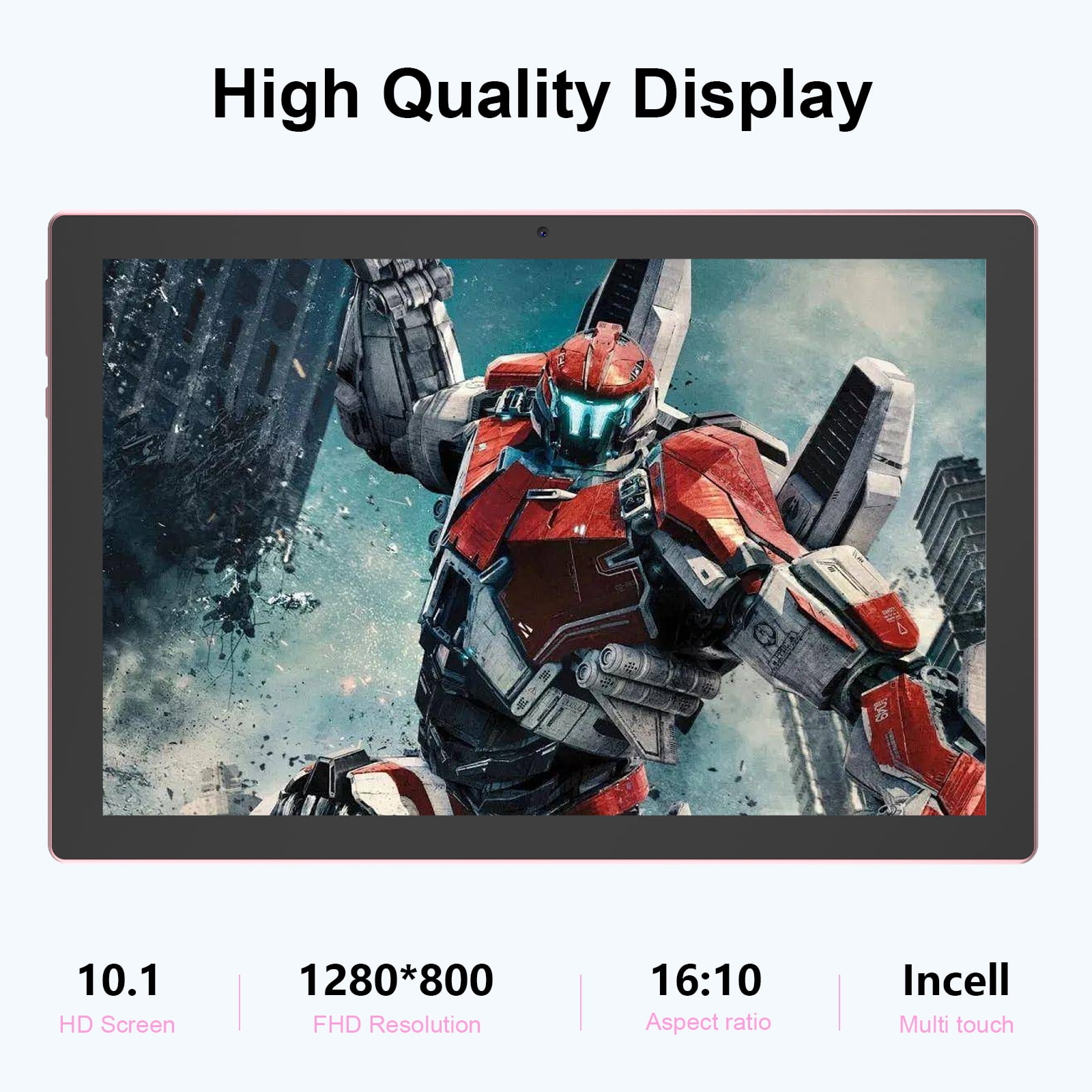 Android 15 Tablet with Case, 10 inch Tablets, 12GB RAM 64GB ROM 1TB Expand, 2.0Ghz Quad-Core Tablet PC, 5G WiFi, Bluetooth 5.0, 6000mAh Battery, 1280x800 FHD Screen, 2MP+8MP Dual Cameras, GMS, Pink