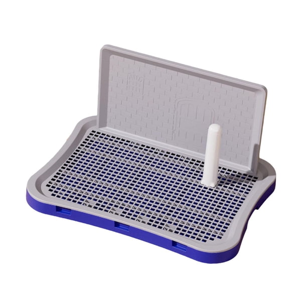 Inodoro para perros con poste extraíble y caja de arena alta que mantiene el piso limpio y soporte para orina de perro. Azul pequeño