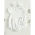 thumbnail image 2 of Coduop Baby Girl Bodysuit Rompers,Summer Sleeveless Floral Playsuit Jumpsuit,with Headband, 2 of 8