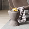 thumbnail image 6 of Outdoor Resin Side Table with Built-in Cooler - Adjustable Height Drink Table for Patio & Garden, Weatherproof (Shallow Coffee, 19.06×19.06×22.64"), 6 of 7