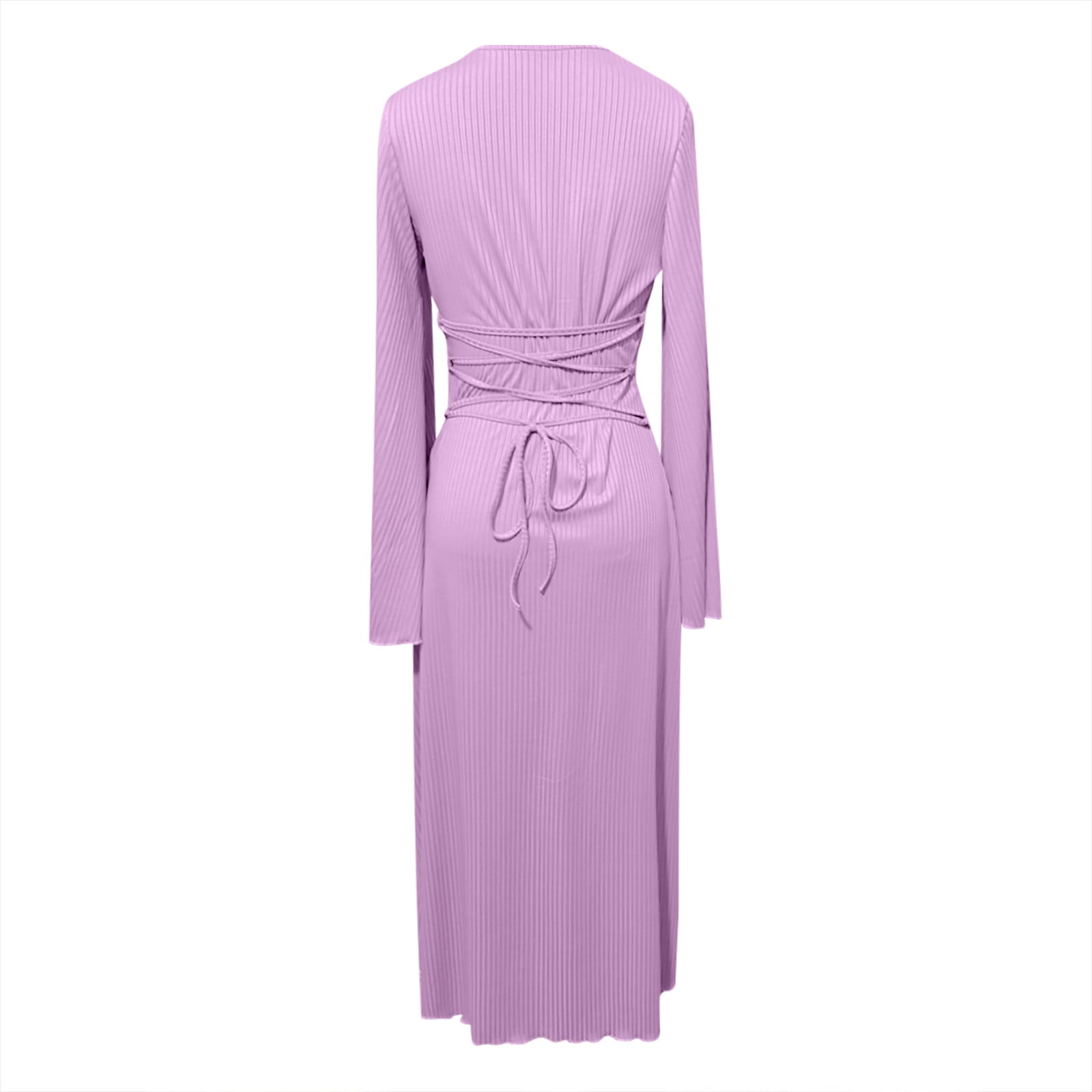 Gspmoly Women'S Casual Dresses, Fall and Winter New Solid Round Neck Long  Sleeve Split Loose Relaxed Dress for Women Cocktail Dresses Clearance Items  - Walmart.ca