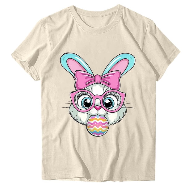 Camisetas de Manga Larga de las Mujeres Pascua Impresión Cuello Redondo Suelto Casual Suave Poliéster Primavera Verano Vacaciones Suéter Tops