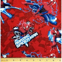1 Fat Quarter - Marvel Amazing Spiderman on Red Cotton Fabric - 21" X 18"