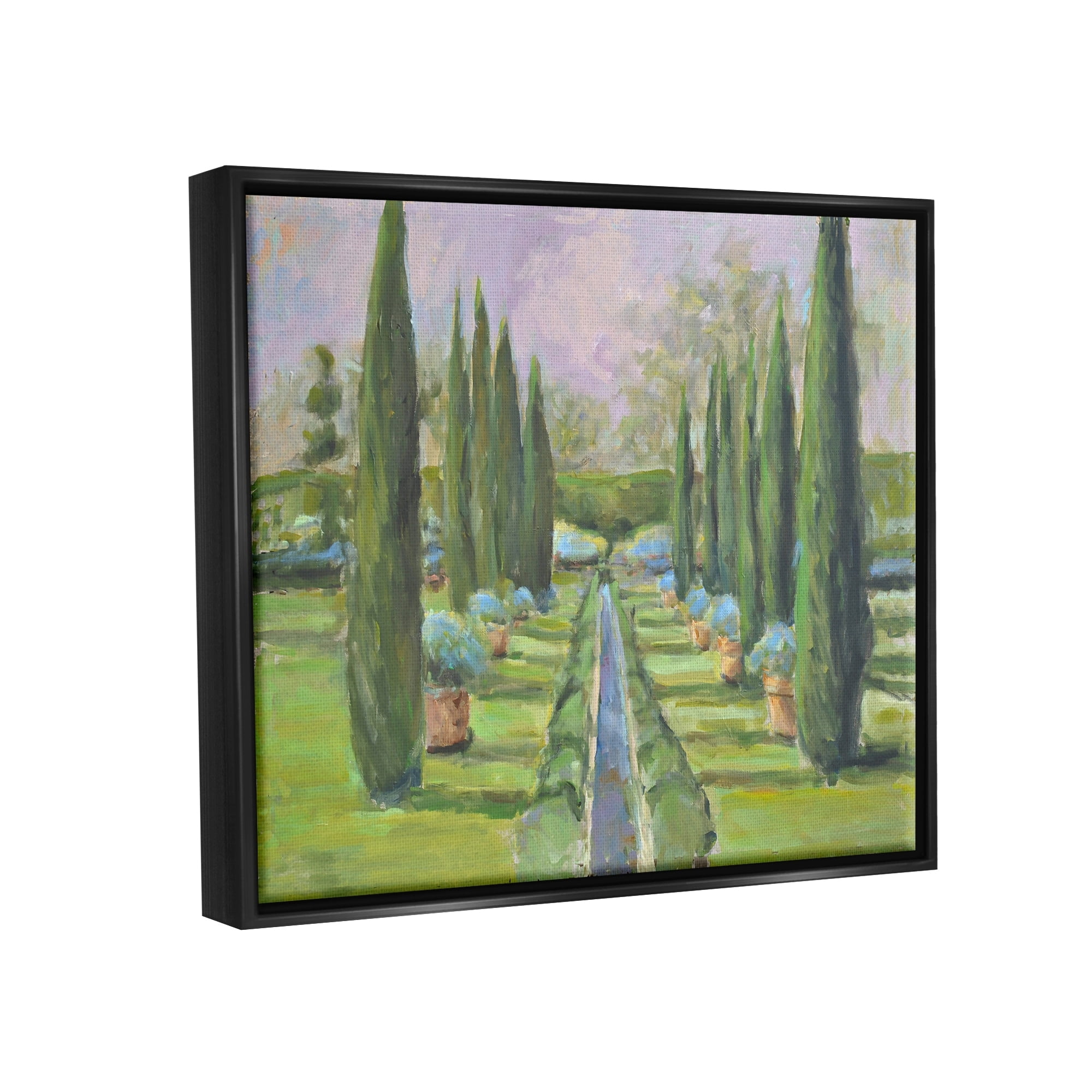 Stupell Industries Elegant Manicured Gardens Landscaped Topiary Greenery Painting Jet Black Floating Framed Canvas Print Wall Art, Design by Allayn Stevens