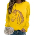 thumbnail image 4 of MVRLSH Essentials Hoodies for Women Horse Riding Graphic Crewneck Loose Long Sleeve Casual Pullover Tops Spring Fall Layering Daily Outfit Match Sweatshirt Yellow - XXXL, 4 of 7