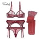 thumbnail image 1 of Vars Ultra-thin Transparent Yarn Linrie Set Bras+garters+thongs+ings 4 Pcs For Women, 1 of 3