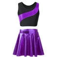 thumbnail image 2 of iiniim Girl's Sleeveless Ballet Dance Crop Top with Glossy Metallic Ruffle A-Line Skirt Hip Hop Jazz Latin Dancewear Purple 10, 2 of 7
