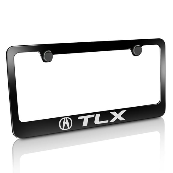 Acura TLX Engraved Black Powder Finish Metal License Plate Frame