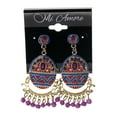 thumbnail image 2 of Gold-Tone & Multi Colored Metal Drop-Dangle-Earrings With Bead Accents #LQE2220, 2 of 2