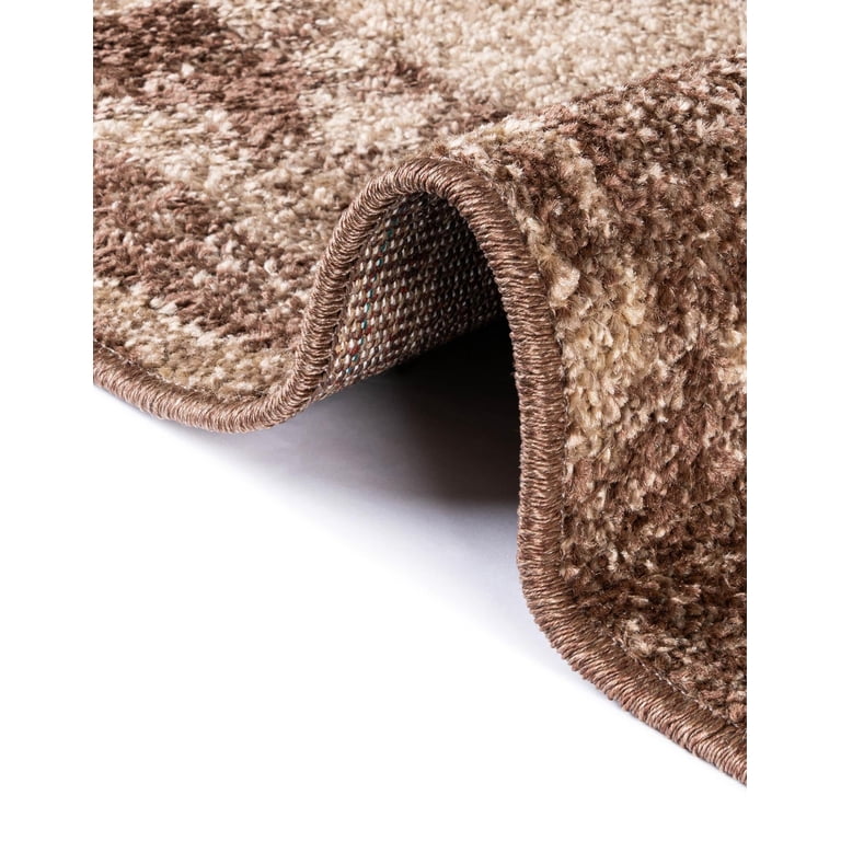 Unique Loom Autumn Collection Area Rug - 2' X 6' Runner, Beige/Brown Abstract Design, Polypropylene