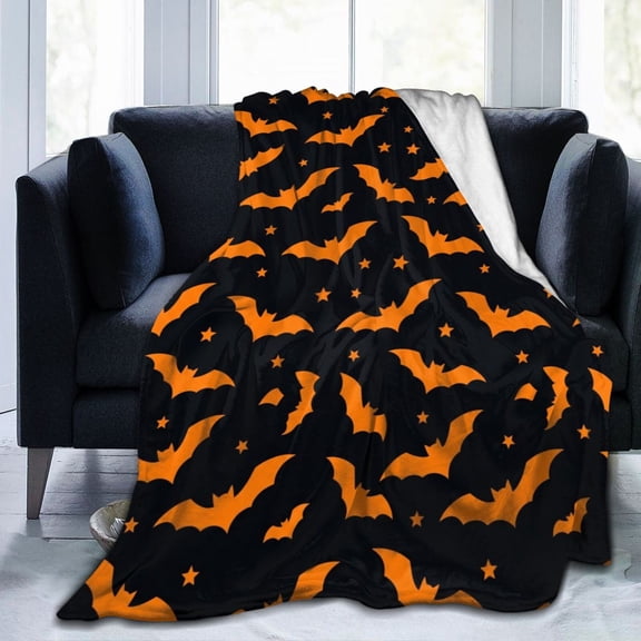 Halloween Gift Blanket,Bat Flannel Throw, Soft Cozy Blanket for Bedroom Sofa Couch Dorm, Spooky Halloween Home Decor 50x40