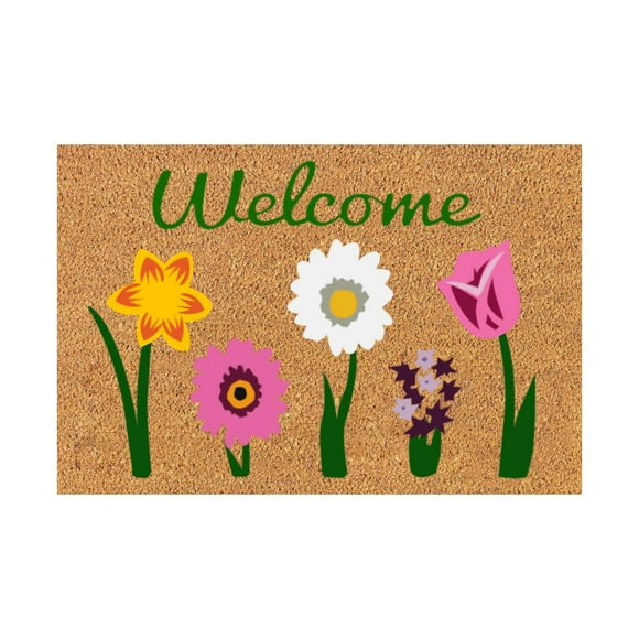 Spring Flower Door Mat Playful Welcome Doormats Summer Door Mats ,Welcome Mat 16''X24'' Funny Welcome Mats Colorful Bouquet Printing Coco Coir Floor Mat Non-Slip Doormat for Home Entrance