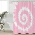 thumbnail image 4 of Shower Curtain Bathroom Set Watercolor Pink White Vortex Waterproof Fabric Shower Curtains with Grommets&Hooks Vintage Traditional Ethnic Tie-dye Privacy Bath Curtain for Bathtub 48x72in, 4 of 7