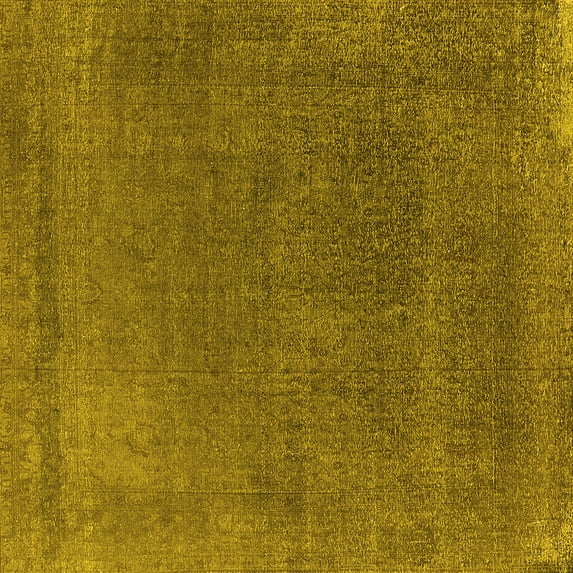 Ahgly Company Indoor Square Oriental Yellow Industrial Area Rugs, 8' Square