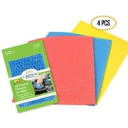 NO Odor Sponge Cloth and All Purpose Scrubber Dishcloth Set (4 PCs) | for Scrubbing, Wiping, Drying in Kitchen, Cleaning