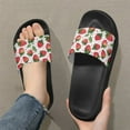 thumbnail image 3 of Psesaysky Strawberry Printed Slide Sandals for Women Girls Comfortable Non-Slip House Sandals Daily Slippers Water Slides Gift for Wife Daughters Black Sole Size 5, 3 of 7