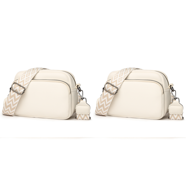 Bolso Hombro Retro para Mujer Bandolera Con Correa Ancha Cuero PU (Beige)