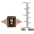 thumbnail image 3 of 10k Rose Gold Vintage Style Genuine Emerald-cut Smoky Quartz and Diamond Ring, 3 of 5
