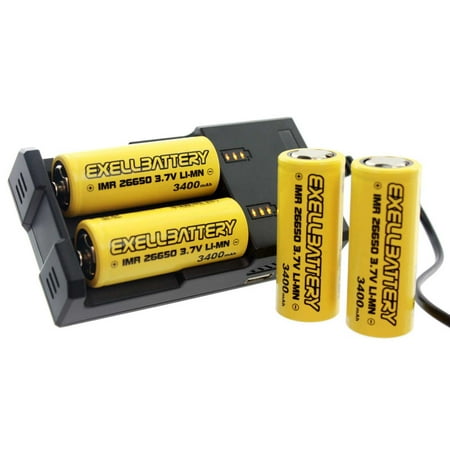 4pc 3.7V 3400mAh Li-Ion 26650 IMR Battery &amp; 1 Charger Mod 