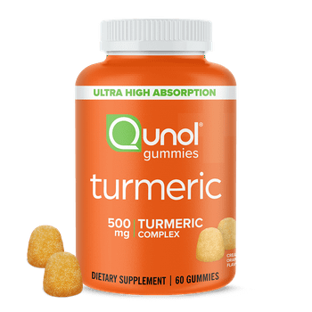 Qunol Turmeric Curcumin Gummies (60 Count) with Ultra High Absorption, 500mg Joint Support al Supplement