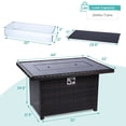 thumbnail image 5 of MEETWARM Outdoor Propane Fire Pit Table, 44 Inch Rattan & Wicker-Look Rectangular Gas Fire Pit Table with 50,000 BTU, Glass Wind Guard, CSA Approved, Black Tempered Glass Tabletop, Glass Rock, 5 of 7