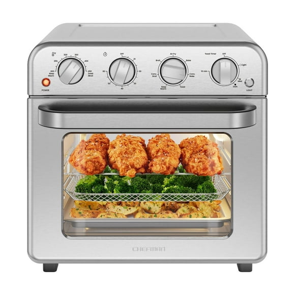 Chefman Toaster Oven Air Fryer Combo w/ 19 Quart Capacity, 7-in-1 Functionality - Stainless Steel, New