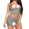 thumbnail image 4 of Teacher Appreciation Gifts AXXD Gray Shorts for Women High Waisted Spring Sexy Lingerie Solid Pajamas Sleeveless Lace Cami Shorts Pajama Set New Spring Fresh Trends & Styles, 4 of 5
