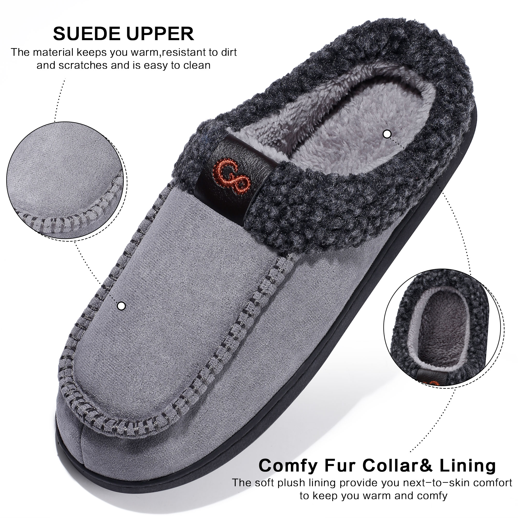 Ecetana Men's Memory Foam Fuzzy Slippers photo 3