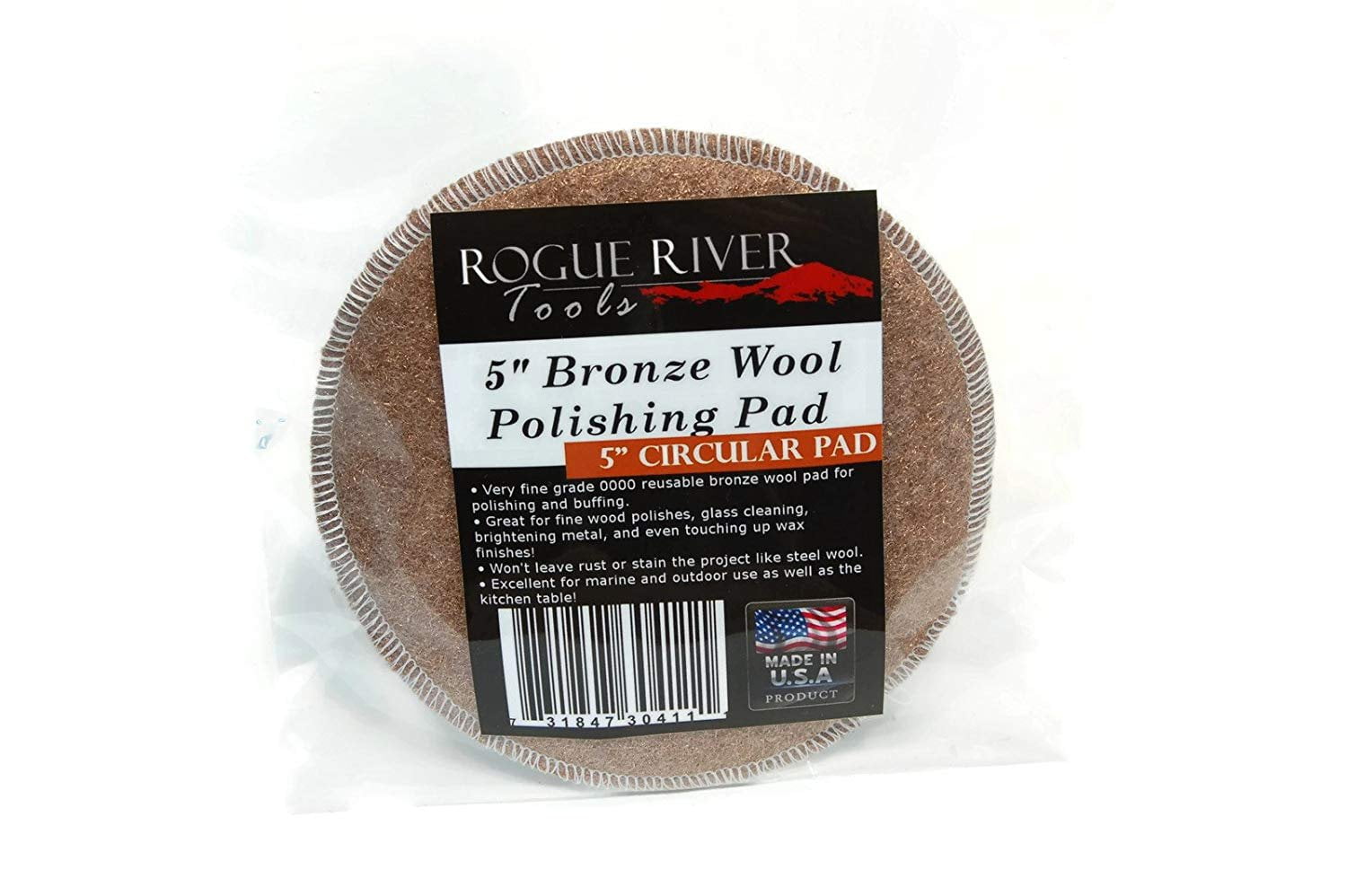1pc Rogue River Tools 5" Tile/Glass Cleaning Bronze Wool Polishing Pad 