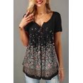 thumbnail image 1 of RWJDXD WUJS Chemises Décontractées pour Femmes Grande Taille à Imprimé Floral en Chiffon à Volants Manches Courtes Ourlet Asymétrique en Couches Col Rond Haut Quotidien pour Navetteur, 1 of 6