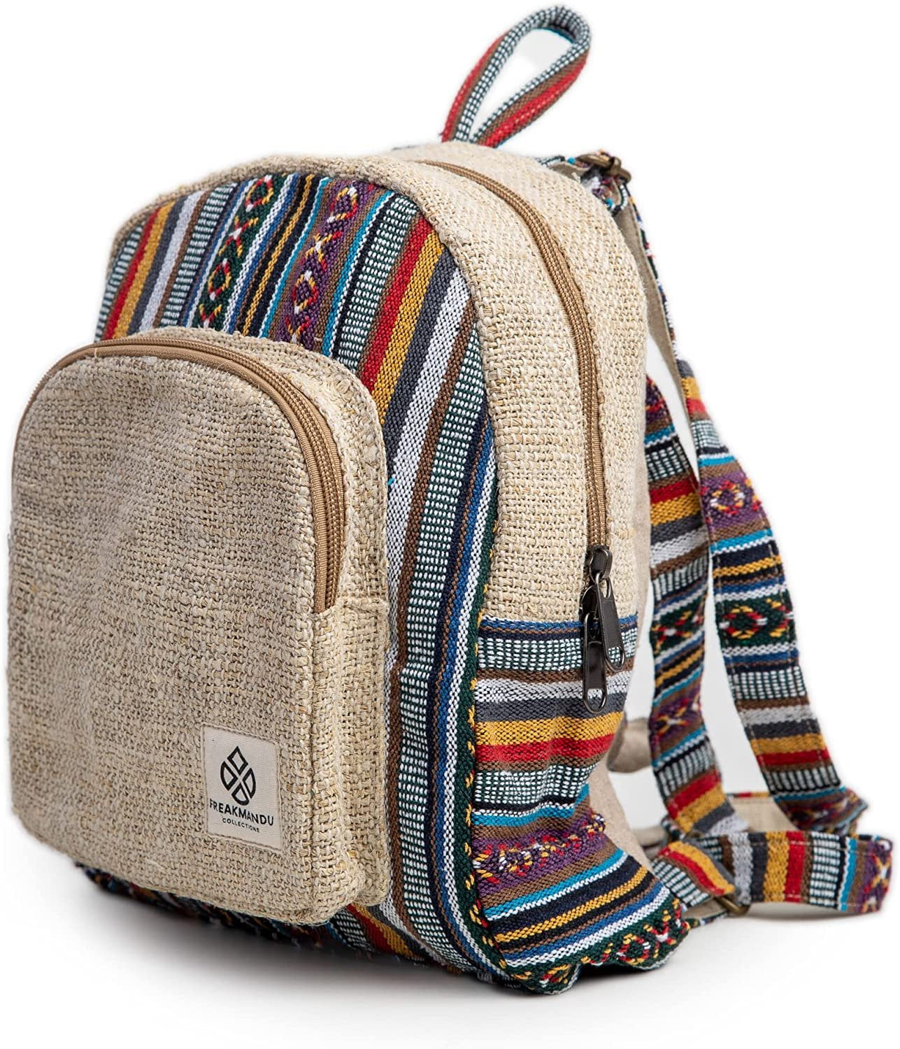 Mini Hemp Backpack Bag - Boho Eco Friendly Unisex Rustic Durable Adjustable  Straps Bag by Freakmandu - Blue