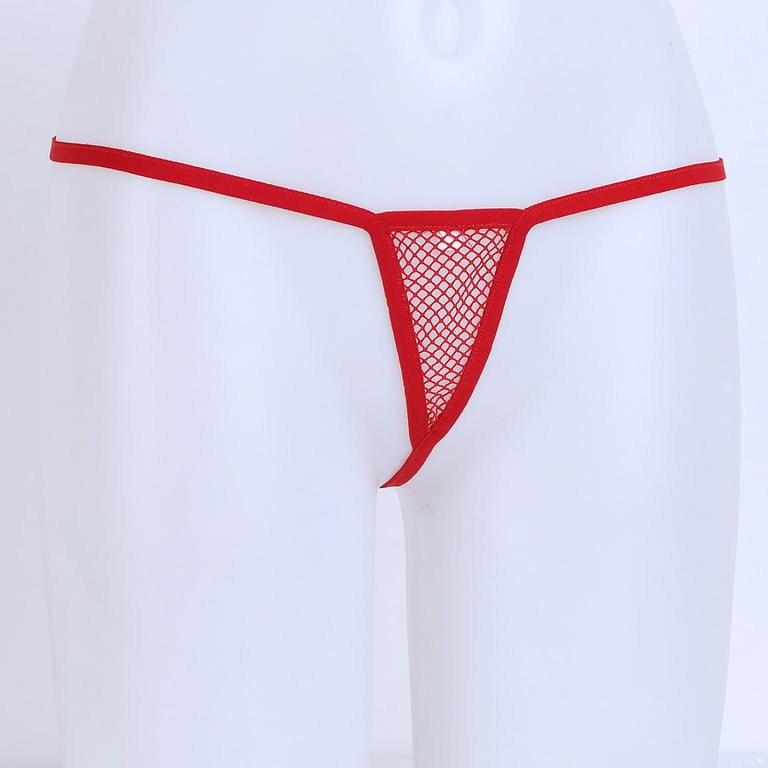 MSemis Womens Fishnet Lingerie Sheer Micro G-string Thong Underwear Low  Rise V-string T-back