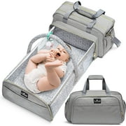 Luxail Gray Diaper Bag Backpack Bassinet Combo Changing Mat, 19.6 x 10.2"