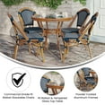 thumbnail image 4 of Flash Furniture Indoor/Outdoor Commercial French Bistro 31.5" Table, Navy and White PE Rattan, Glass Top with 4 Stack Chairs - Natural Frame, 4 of 10