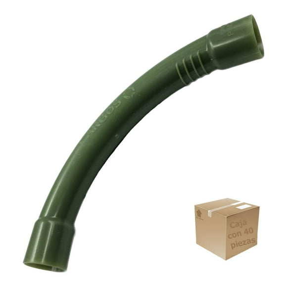 40 Pzs Codo Curvo 90° Conduit Verde Pvc Pesado 3/4" C/ Cople verde 3/4 pulgadas