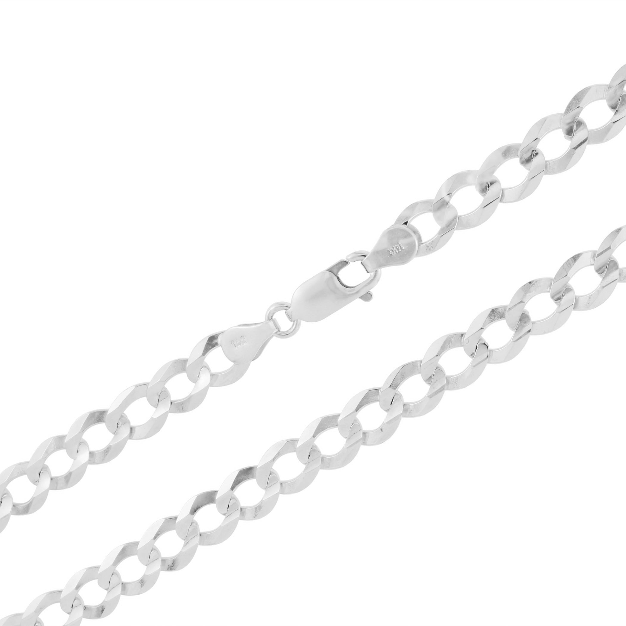 IcedTime Silver with Rhodium Finish 7.0mm Wide Diamond Cut Curb Chain with Lobster Clasp IcedTime Silver with Rhodium Finish 7.0mm Wide Diamond Cut Curb Chain with Lobster Clasp