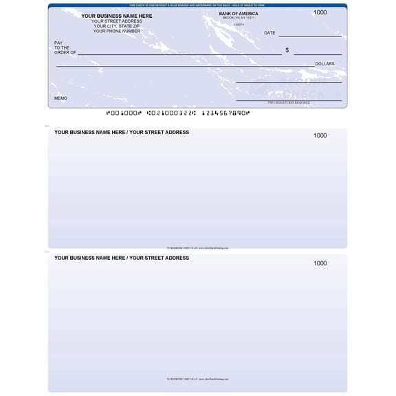 ABC Computer Checks – Top Format, Marble Blue, 250 Sheets, 1 per Sheet, 8.5 x 11, Compatible with QuickBooks