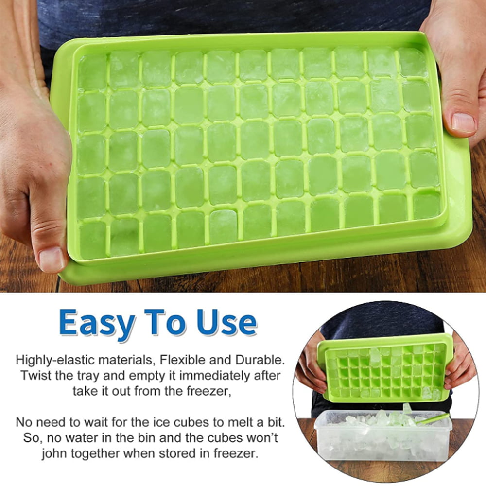 Ice Box Silicone Freezer Tray with Lid, Makes 3 Perfect Trays of Ice,  Space-Savi