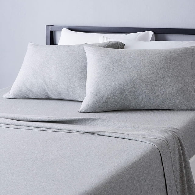 Cotton Jersey Piece Bed Sheet Set Queen Oatmeal Solid