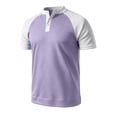 thumbnail image 4 of ZHOGXU Fashion Patchwork Short Sleeve O Neck Men's T Shirts With Button Casual Top Outdoor Activities, 4 of 6