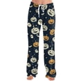 thumbnail image 2 of Garbnen Halloween Pajama Pants Women Pumpkins Print Womens Lounge Pant Comfy Cute Elastic Waist Fall Winter Wide Leg Women Sleep Pants L, 2 of 8