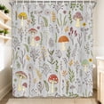 thumbnail image 3 of Cute Mushroom Shower Curtain, Boho Floral Botanical Green Leaves Bathtub Curtain, Retro Flowers Country Farm Aesthetic Cottagecore Bathroom Decor with Hooks, Gray, 69X70 in, 3 of 4