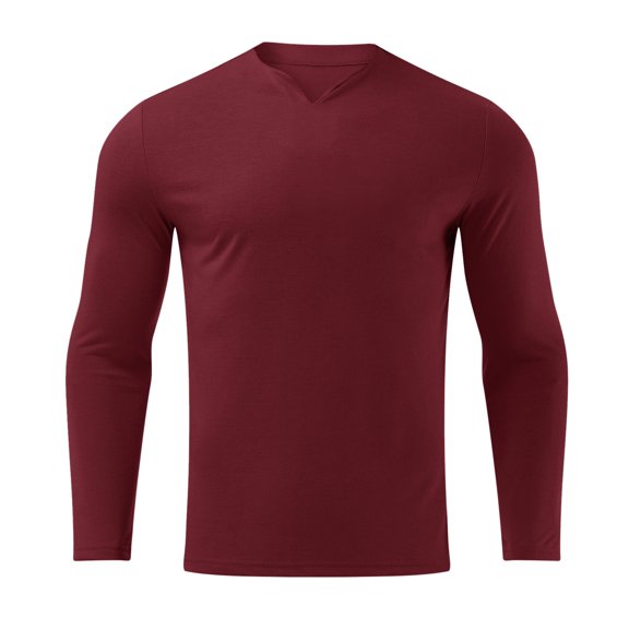 Gubotare Big And Tall Mens Shirts Mens Stand Collar Solid Color Long Sleeve Shirt T Shirt (Red, XL)