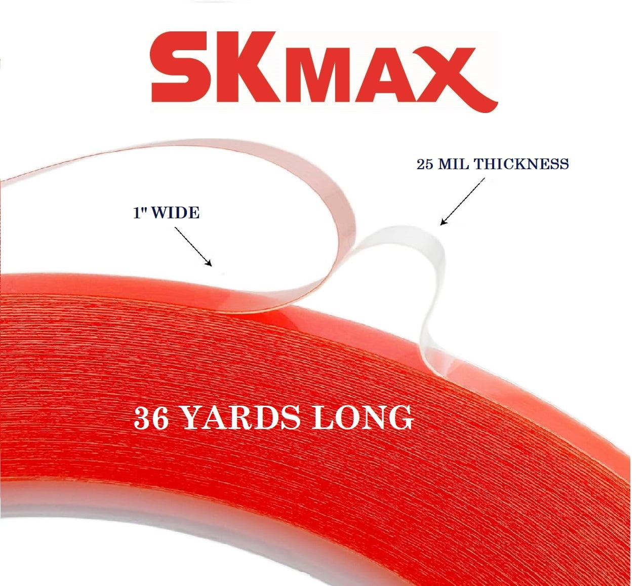 SKmax SUPER-X Tape 1"X36yds double sided acrylic foam CLEAR, Thickness 0.64mm