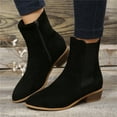 thumbnail image 2 of NOKIO Women'S Sleek Pointed Toe Ankle Boots Women'S Trendy Suede Ankle Booties Ladies Fashion Solid Color Suede Pointed Side Zipper Thick Heel Short Boots Women'S Sleek Pointed Toe Ankle Boots, 2 of 7