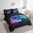 thumbnail image 3 of Manfei Teen Boys Gaming Bedding Comforter Set 7pcs, Video Game Gamer Full Bedding Set, Hot Pink Cyan Game Controller Fitted Sheet Flat Sheet, Microfiber Bedroom Decor, 3 of 8