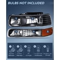 thumbnail image 3 of Nilight Headlight and Taillight Assembly Combo Compatible with 1999 2000 2001 2002 Chevy Silverado 1500 2500 1500HD 2500HD 3500 OE Style Black Housing Amber Reflector Smoke, 3 of 9
